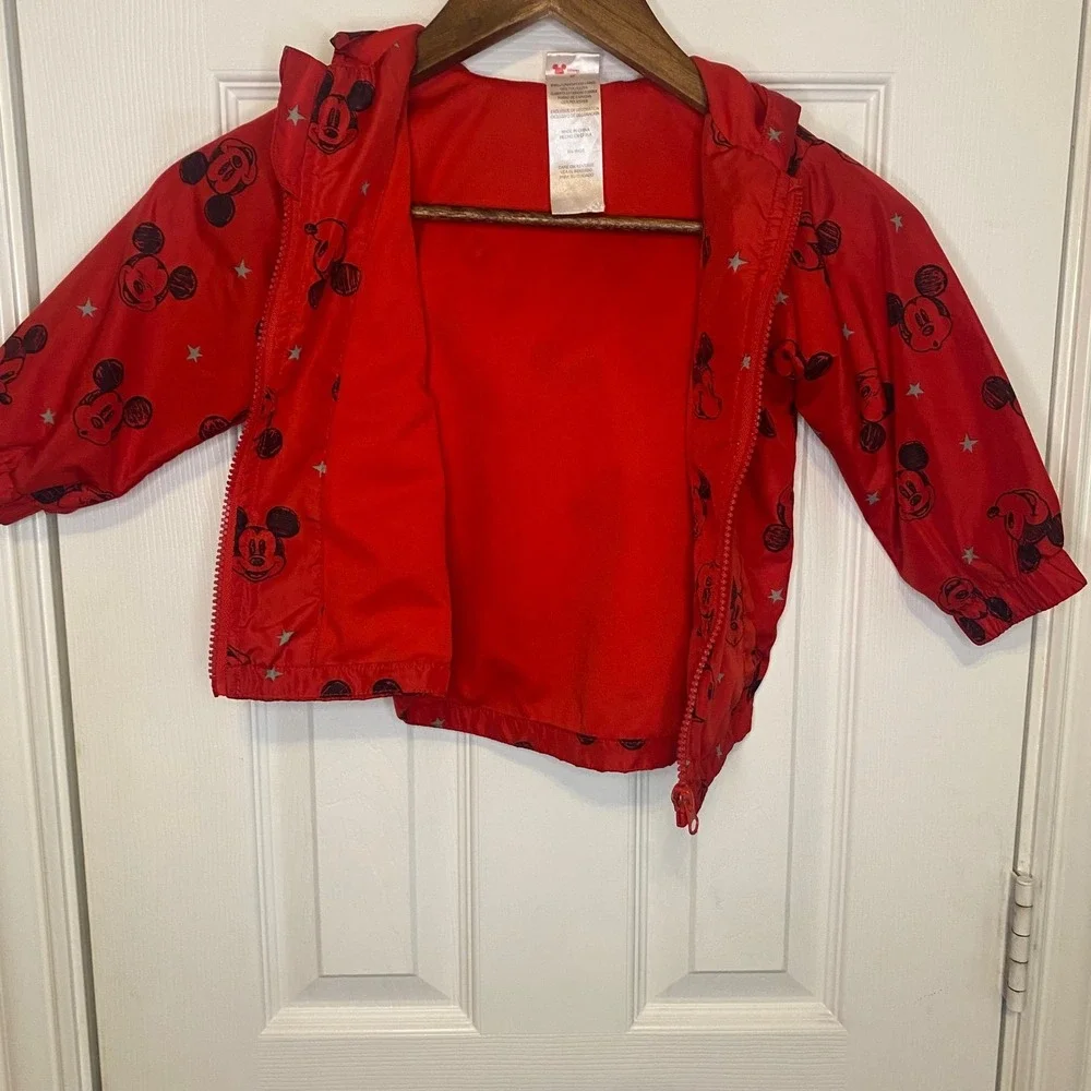 Disney Jacket Kids Size 2T Mickey Mouse Red Hooded Lightweight‎